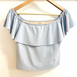 Kortni Jeane Ruffled Around Top Medium Light Blue
